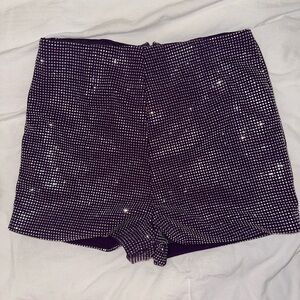 She + Sky Glittering Purple High Waist Shorts